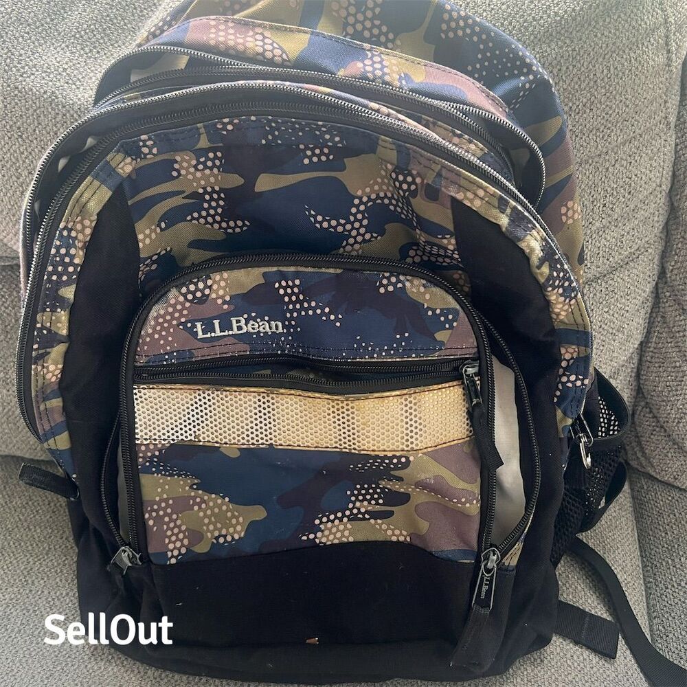 L.L. Bean Camouflage Backpack with Reflective Stripe Unisex
